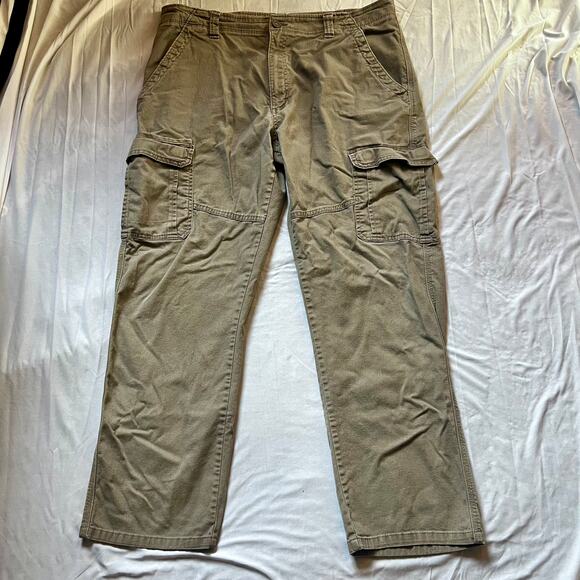 Wrangler Relaxed Fit Cargo Pants Men’s Size 36x28 Brown Cotton Utility Workwear - Picture 2 of 8